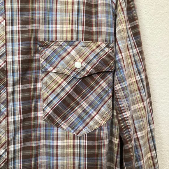 Fossil Plaid Pearl Snap Rodeo Western Cotton Vintage Fit Shirt - Picture 5 of 12
